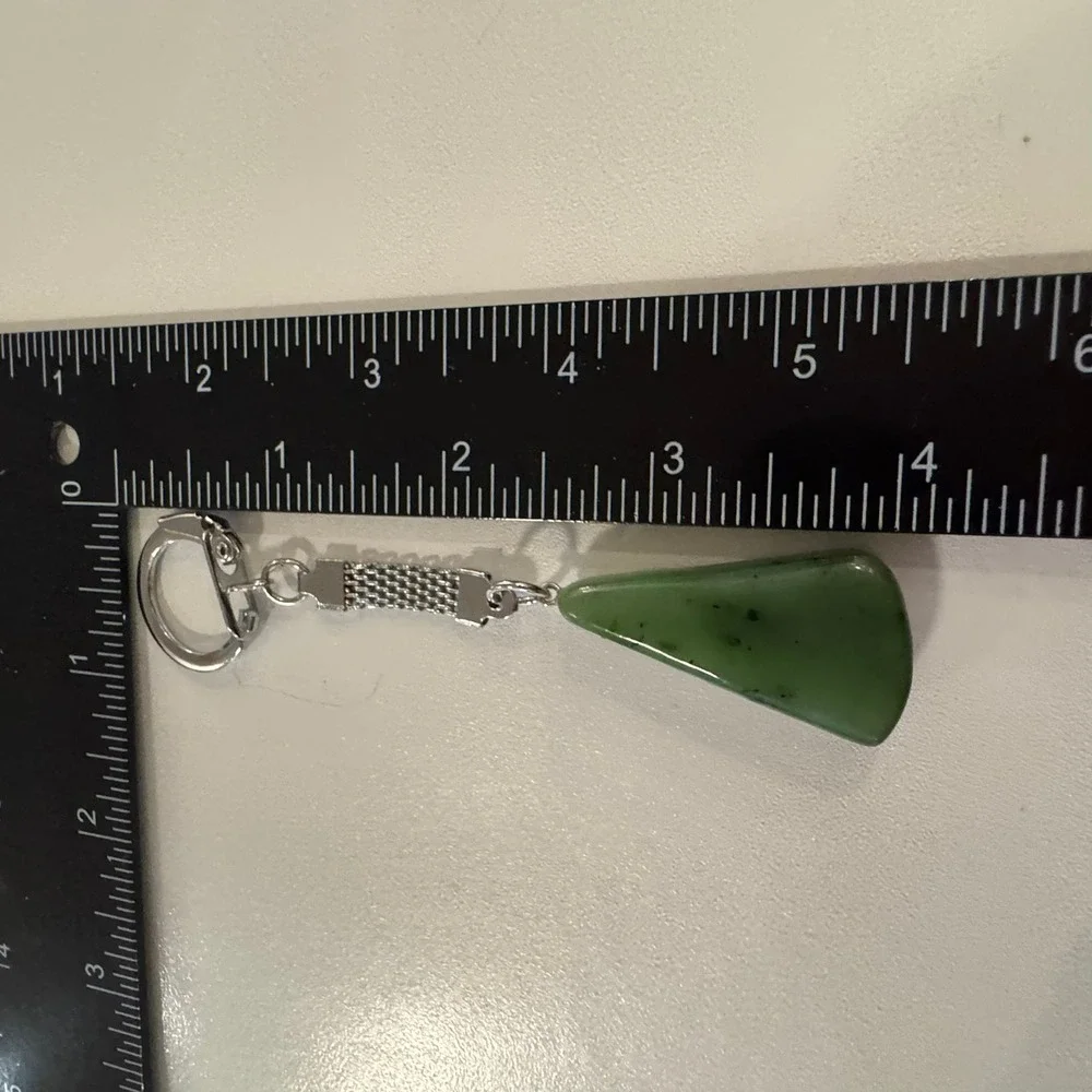 Green Stone Keychain, Polished‎ Green Rock Keyring, Bag Charm Accessories